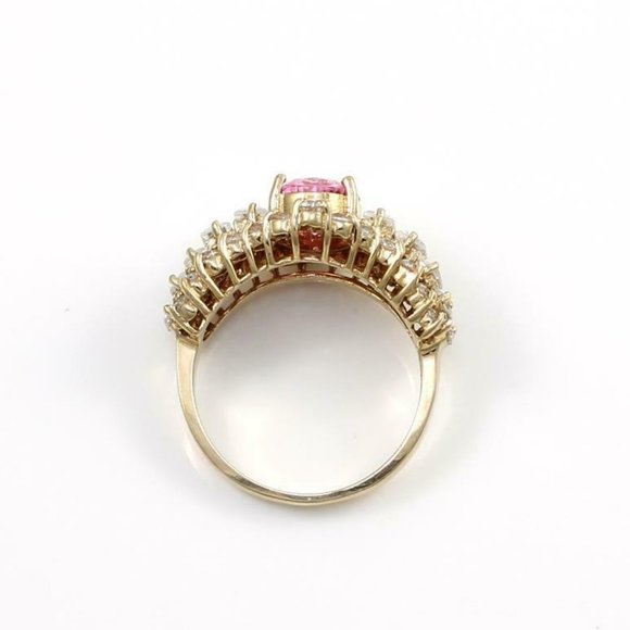 14K Gold Pink Clear CZ Cluster Ring Size 7 - Picture 4 of 7